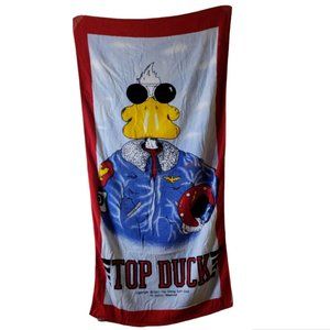 Vtg Seven Seas "Top Duck" Cotton Beach Towel - Top Gun - US Navy Fighter Pilot